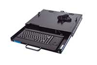 1U 14" Rackmount sliding Shelf with Cherry G84-4420 Key Keyboard and trackball mouse